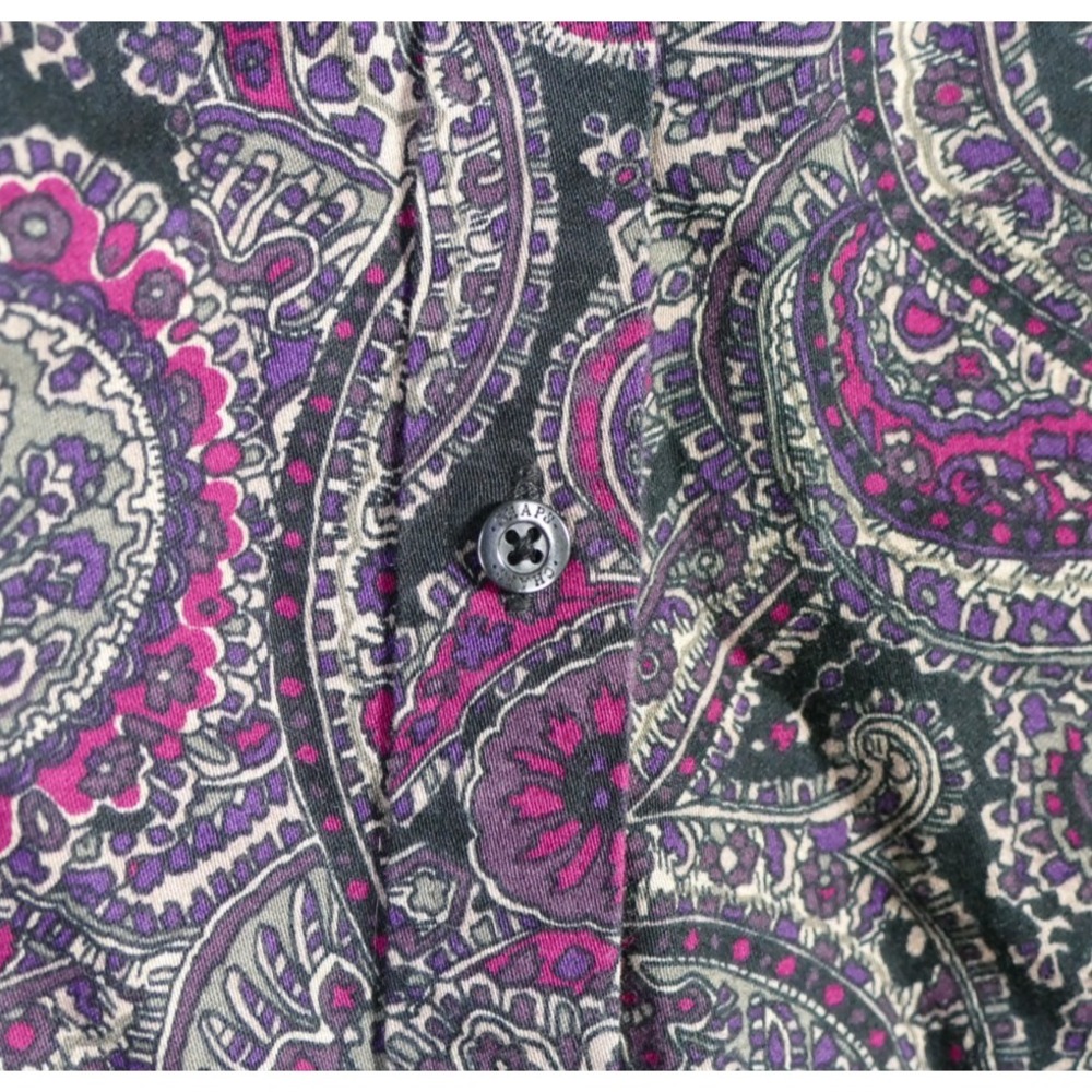 Chaps Womens No Iron Long Sleeve Button Up Top Size 1X Flip Cuffs Paisley Artsy - Picture 3 of 9